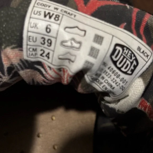 Hey Dudes- Cody- Womens Size 8 Black Sneakers with White Soles - Picture 5 of 9